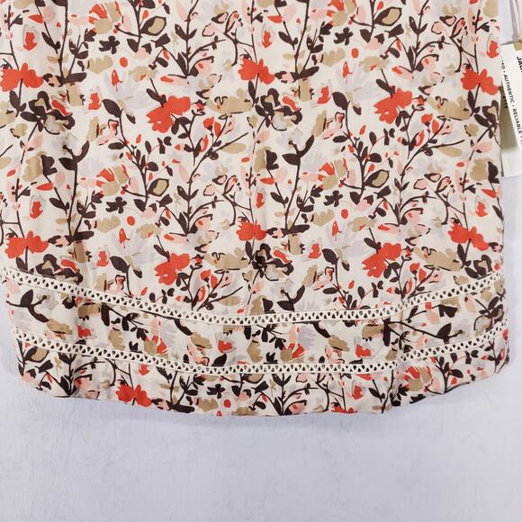 Mountain Khakis Shirt Womens Extra Small Cream Floral Ruffle Neck Keyhole Top - Picture 5 of 9